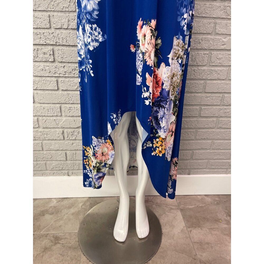 Bellamie Women Blue Floral Hi-Low Sleeveless Dress with Pockets Size S - Picture 6 of 9